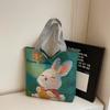 Cute Cartoon Print Single Shoulder Bag Large Capacity Street Style Tote Bag Canvas Bag Students