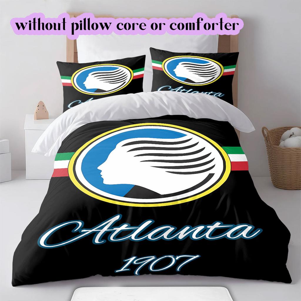 Biancheria da letto con motivo calcistico Atalanta BC, Set piumone Copripiumone Federa Regalo di Compleanno per la Casa (1*copripiumino+2*federe,senza imbottitura)