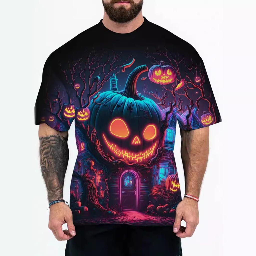 Summer New Men's 3D Abstract Printed Loose Men's Short Sleeved T-shirt