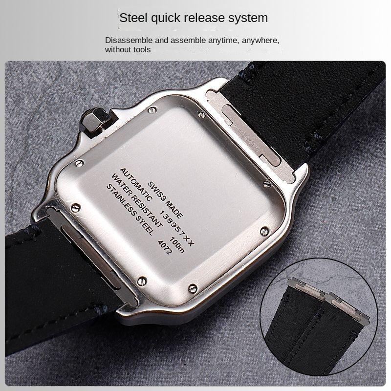 21mm Quick Release Nylon Strap For Cartier Santos Strap New W2SA0007 Medium Canvas Waterproof Sports Watchband  Black Blue