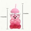 20oz Cute Bear Glass Cups with Straws | Ideal for Coffee, Juice, Milk, and Tea, Leakproof Lid, Perfect for Office, Reading, and Gaming, Suitable