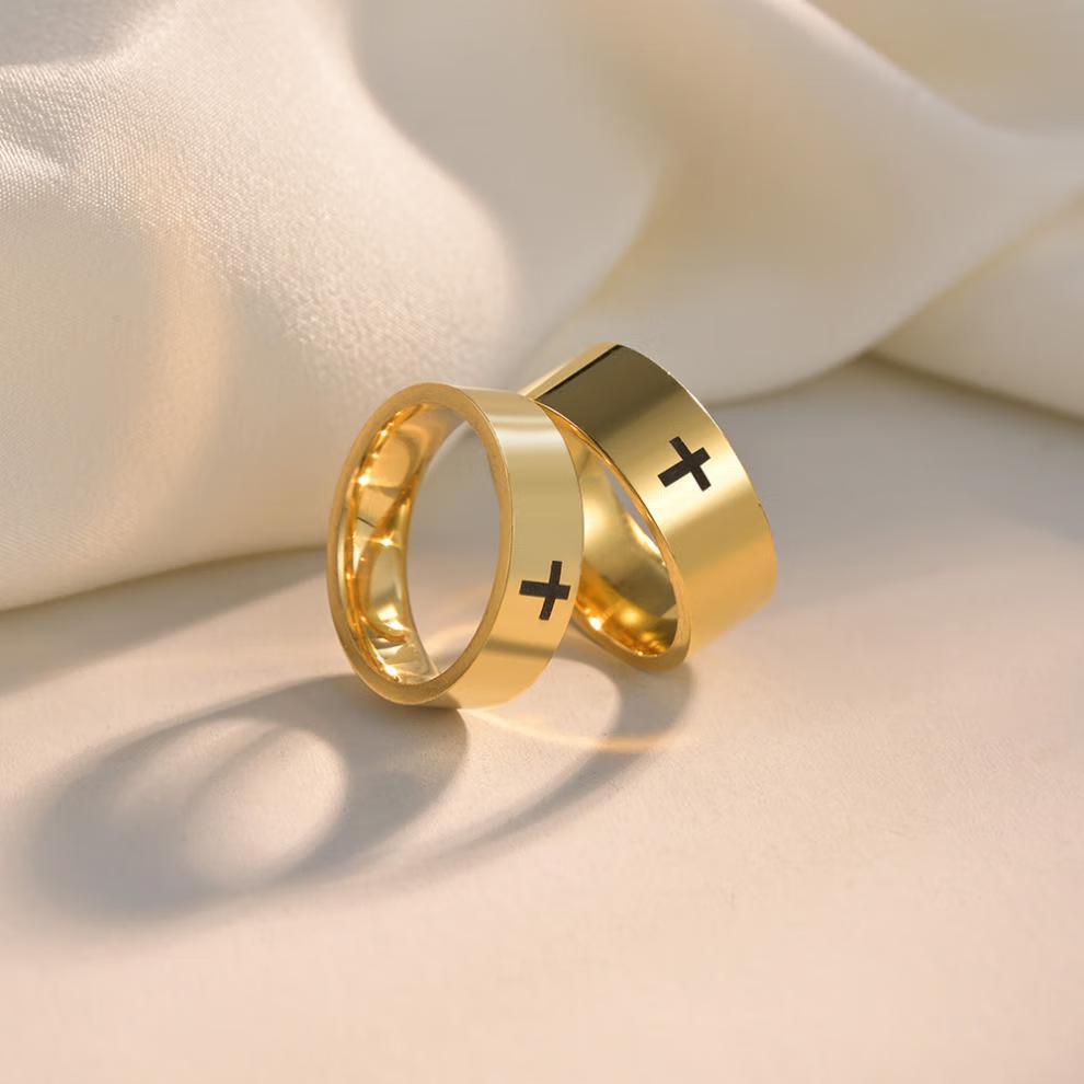 2024 European & American 6mm/8mm Titanium Steel Unisex Cross Ring – Durable, Non-Fading