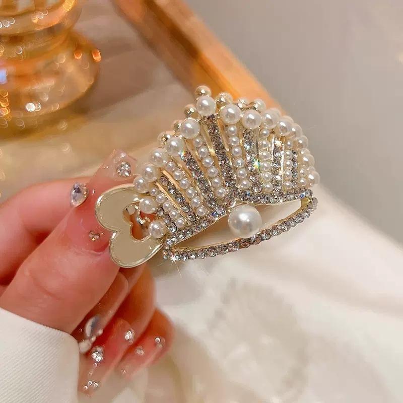 High-grade Crown Black High Ponytail Small Clip Headdress Female Summer Hairpin Back Head Anti-collapse Fixed Artifact Hairpin