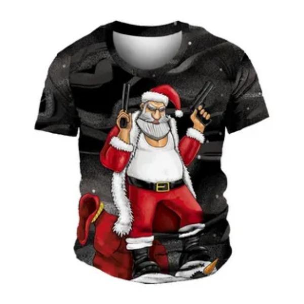 

Men s T-shirt Santa Claus Theme Print Casual Loose Comfortable Breathable Oversized Short Sleeved T-shirt 6XL
