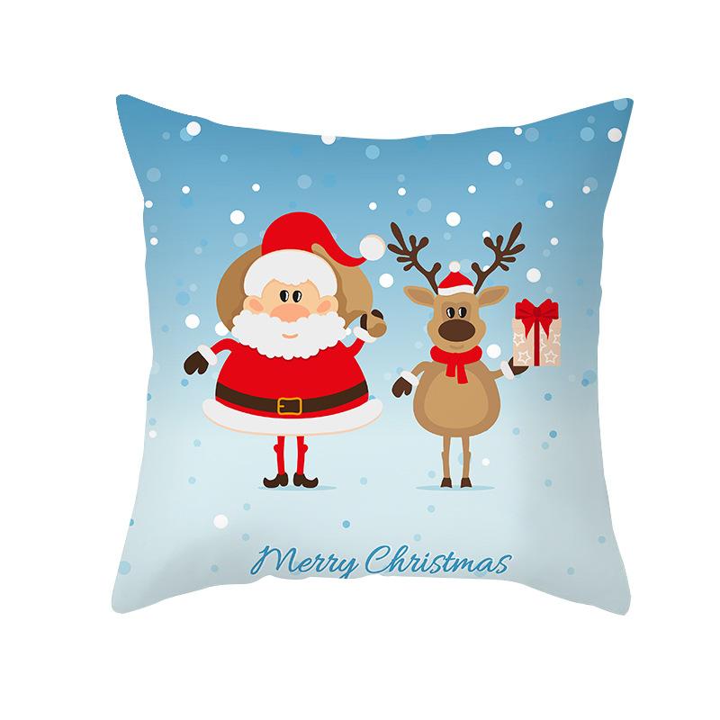 

Cartoon Printed Christmas Pillow Case Peach Skin Santa Claus Wish Pillow Home Sofa Cushion 45 * 45Cm (without pillow core)