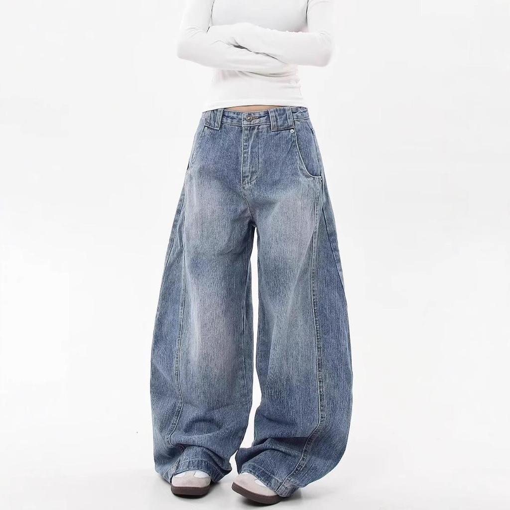 Dámské džíny s vysokým pasem, volné, s rovnými nohavicemi, retro bambusové šavle