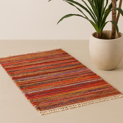 Rag Rug Recycled Orange 152 X 90cm