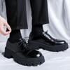 Round Headed Men's Leather Shoes High Quality Genuine Leather Wedding Trend Party Leisure Business Luxury Thick Soled Shoes