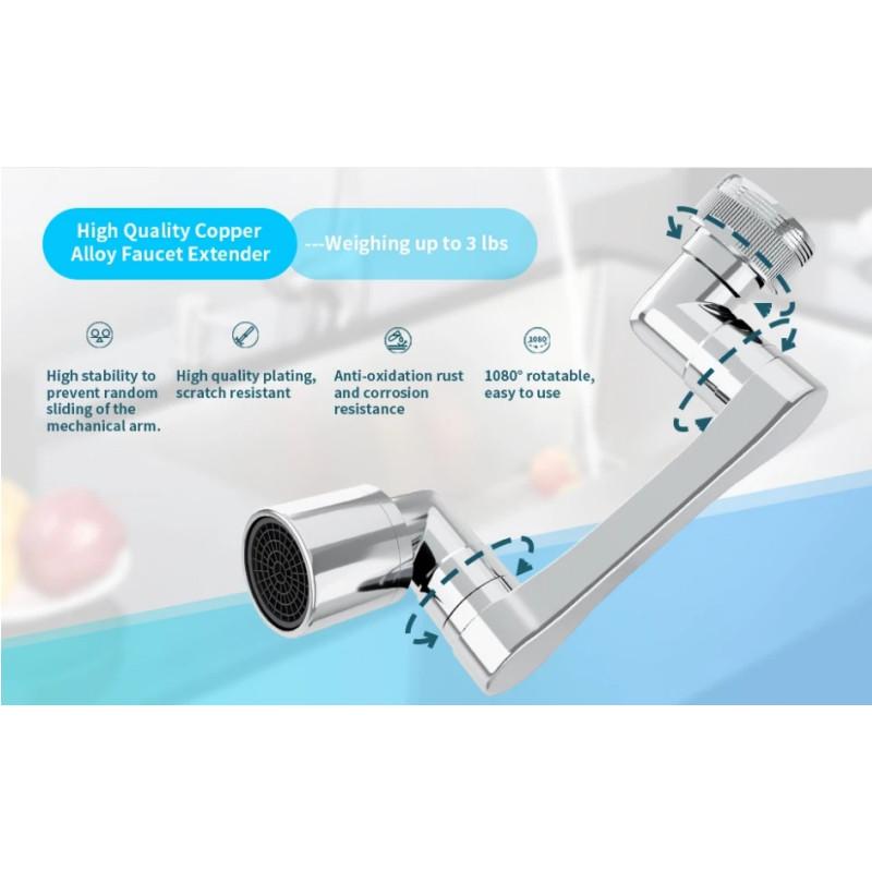1080° Universal Rotation Faucet Extender Dual Mode Sprayer Head Kitchen Robot Arm Extension Taps Bathroom Swivel Faucet