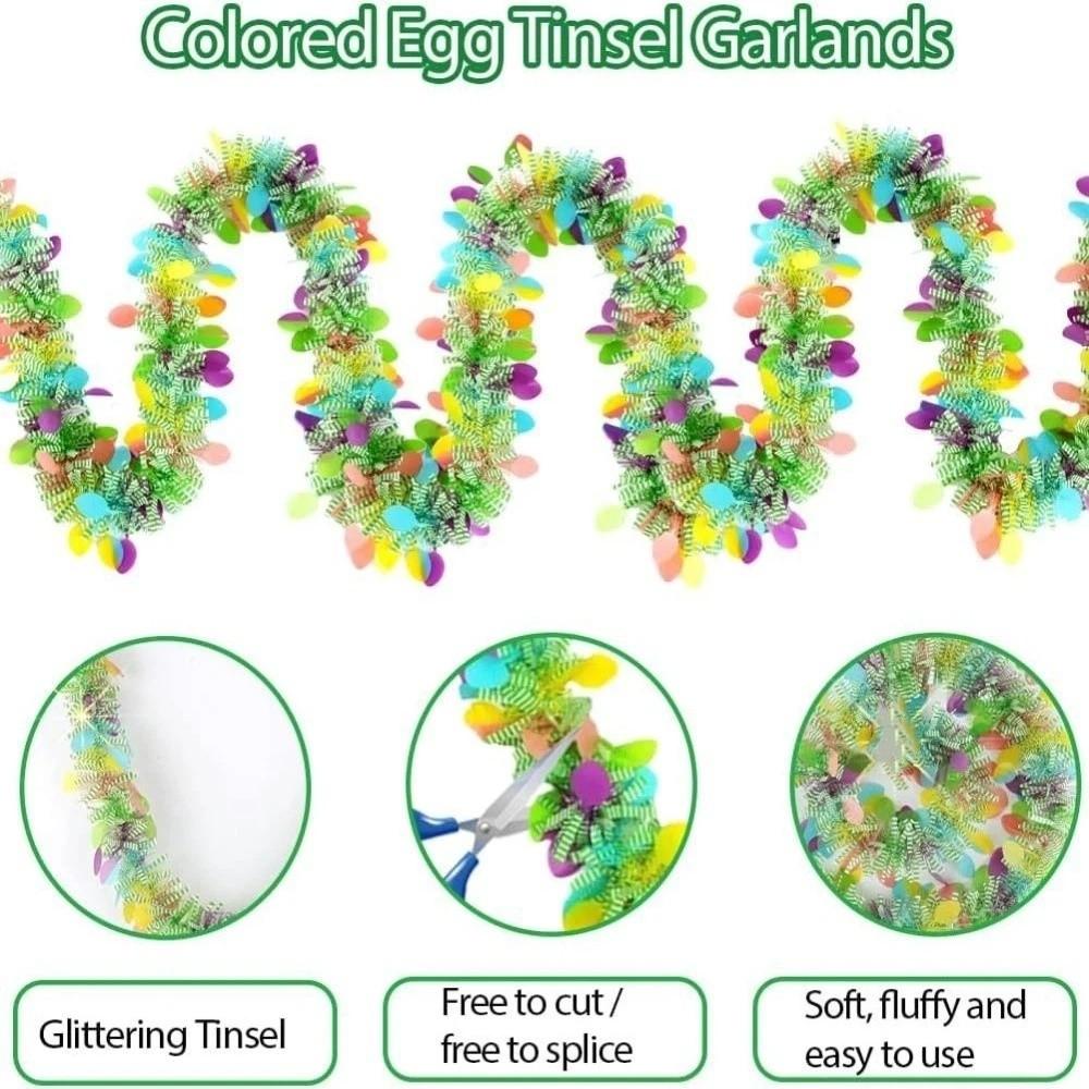 2M Easter Tinsel Garlands Glitter Hanging Ornament DIY Wreath Decoration  Restaurant Store