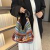 2024 Spring Women's Retro Ethnic Style Shoulder Crossbody Tote: Fashionable, Large Capacity