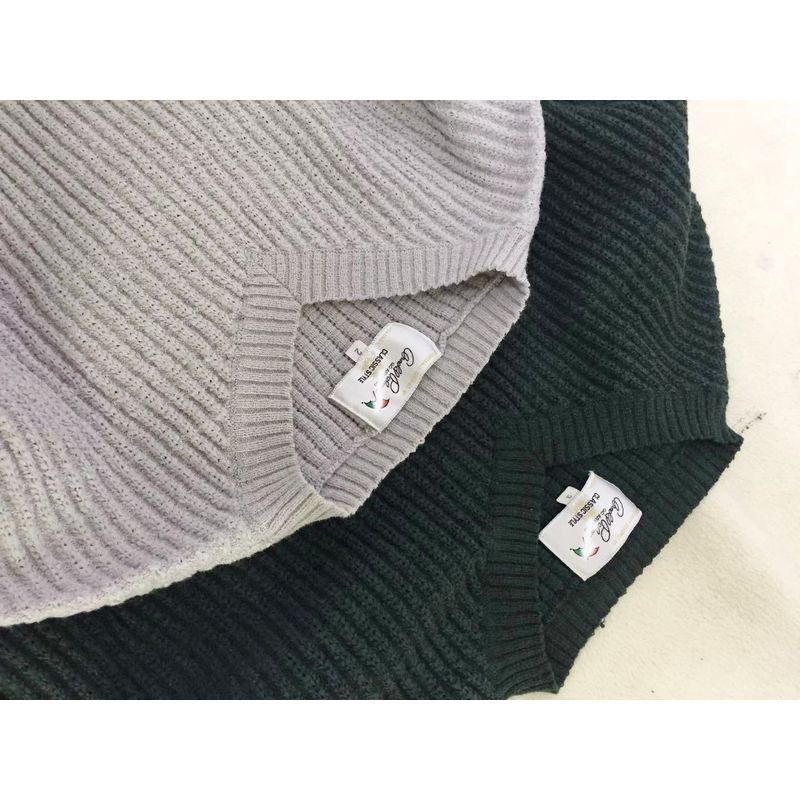 

Clearance [Da Chunzi Plus Size] Cattle Goods European Sheet Chao Da Pai Light Gray Sweater V-neck Sweater Umbrella two-color V Neck Knitwear-Gray 2 pieces