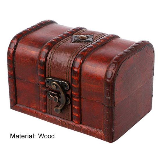 Small Jewelry Storage Treasure Rustic Wooden Box Case Vintage Handmade Chest