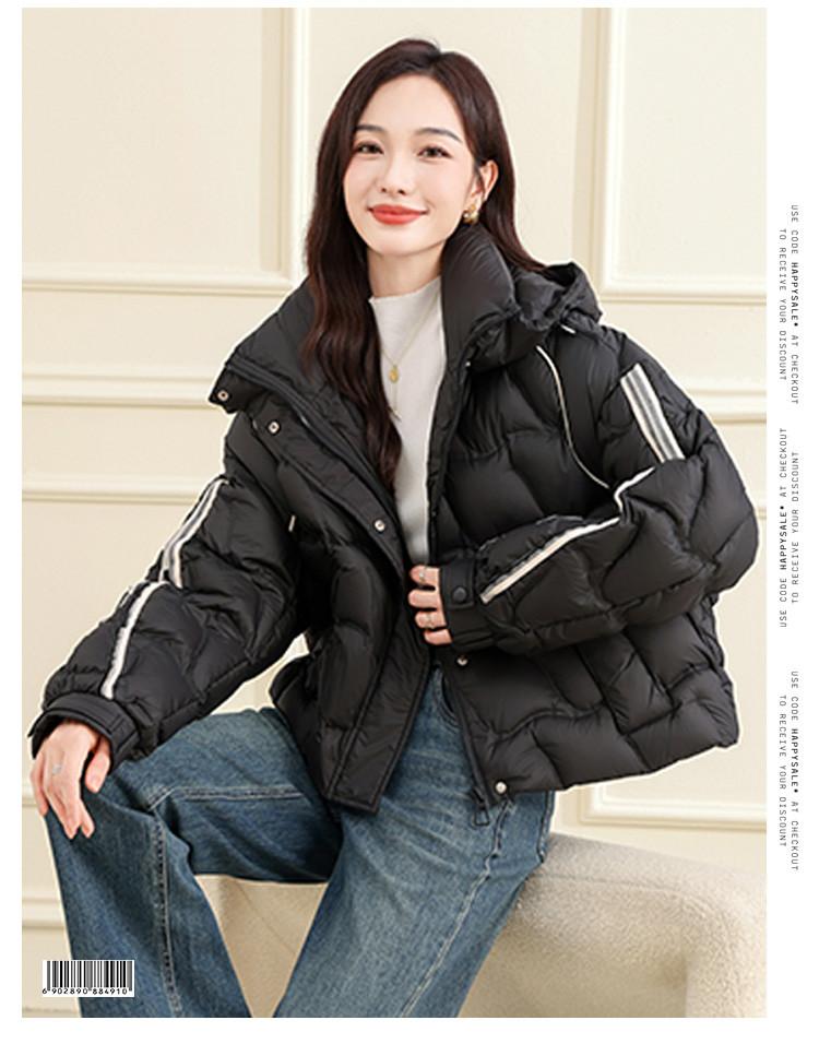 Winter new versatile hooded short jacket with thick fleece for women
