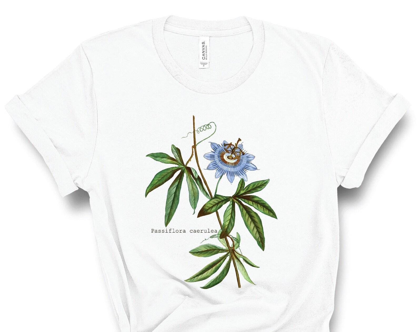 Passionflower, Botanical Shirt, Vintage T-Shirt, Vintage Botanical, Botanical Print, Flower t-shirt, Vintage Flower Shirt, Graphic Tee Shirt XL