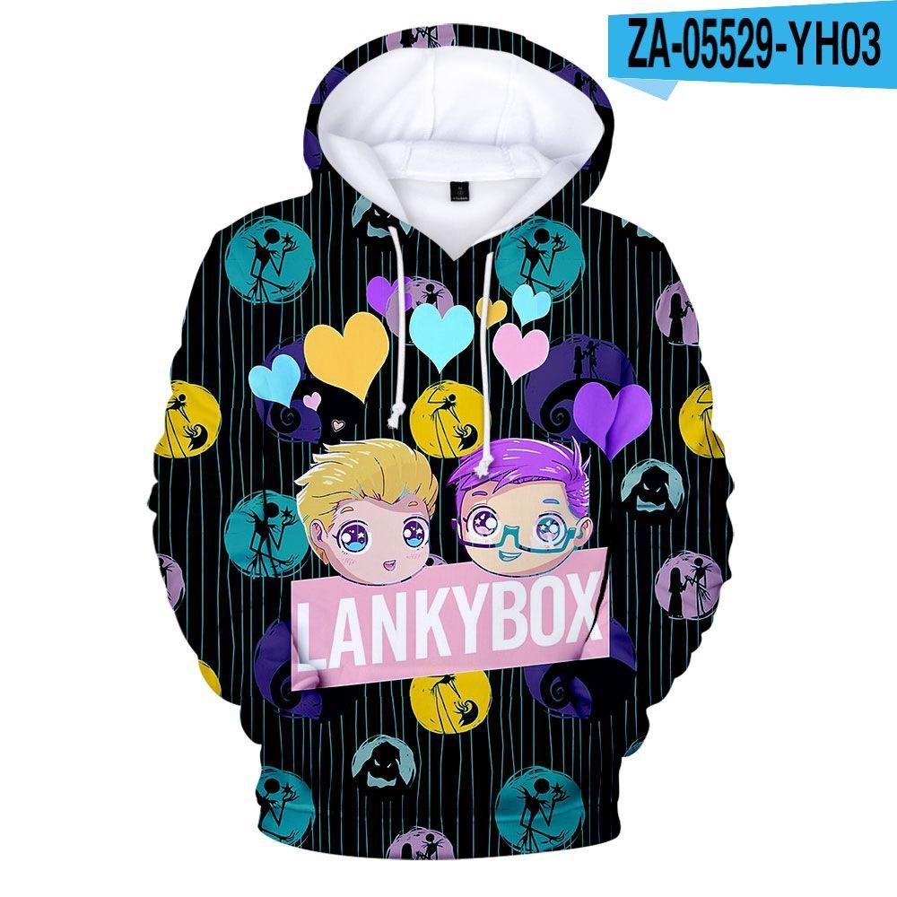 European and American Internet celebrities Lankybox people hooded sweater D digital printing spring and autumn loose and comfortable pullover hoodie
