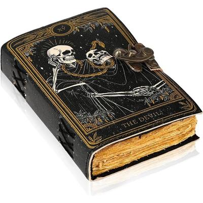Book of Spells Leather Bound Journal Deckle Edge Paper Grimoire Printed Diary