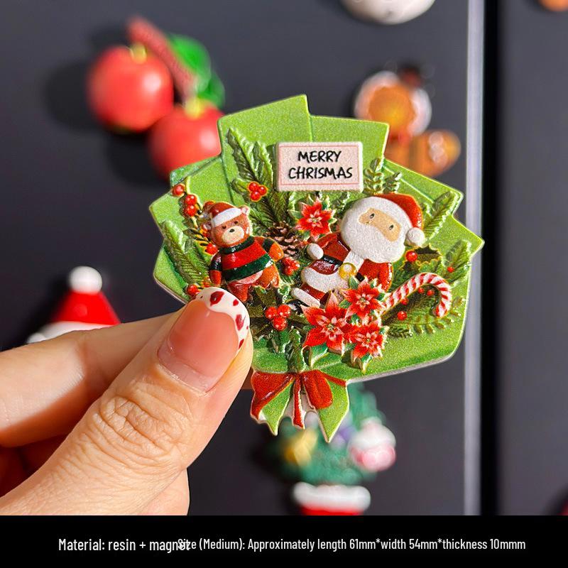 Magneti per Frigorifero di Natale Carini in Resina 3D: Pupazzo di Neve, Albero, Omino di Pan di Zenzero - Adesivi Magnetici Festivi per Decorazione.