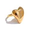 Yhpup 6789# PVD Plated Handmade Polished Smooth Fashion Classic Heart High Quality Finger Ring Gift for Women Exquisite Jewelry