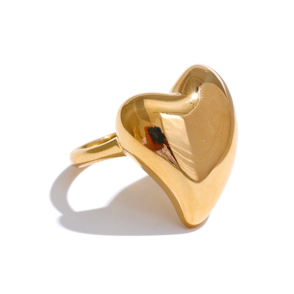 

Yhpup 6789# PVD Plated Handmade Polished Smooth Fashion Classic Heart High Quality Finger Ring Gift for Women Exquisite Jewelry 6