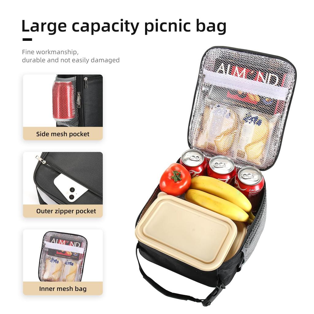 Isolierte Lunchtasche, große Kapazität, Kühltasche, Oxford-Thermobehälter für kalte Speisen, für die Schule, das Büro, Lunchbox, Picknick-Lebensmitteltasche