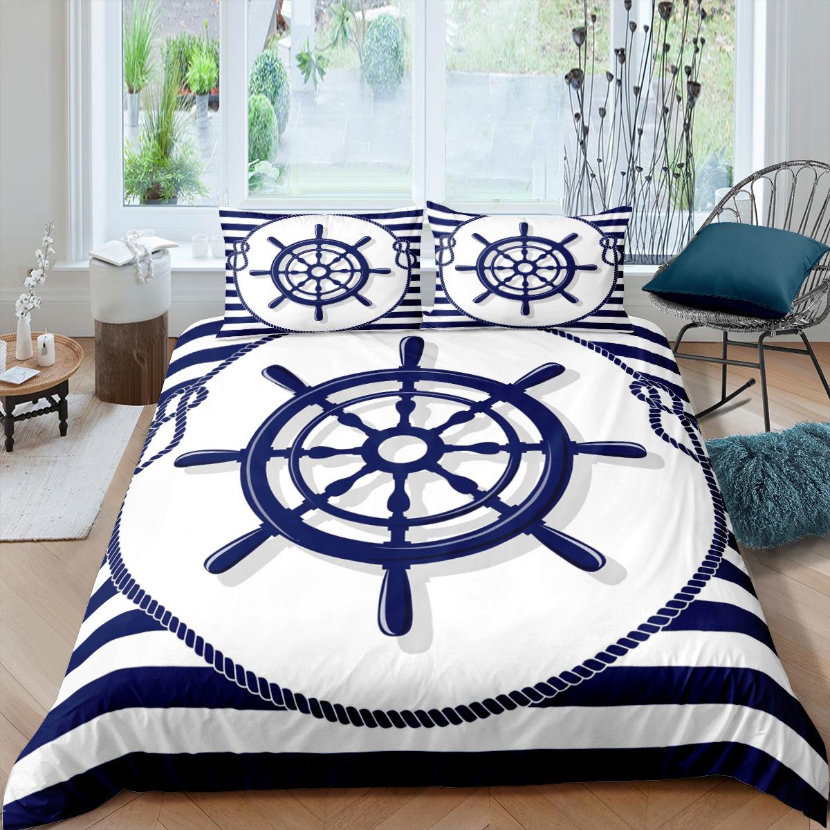 

Comforter Full/Queen/King Size Luxury 3D Anchor Print 3 - Pcs Bedding Set With & S - Ideal For Home Textiles Comforter (quilt)-EU Single(135*200cm)3pcs