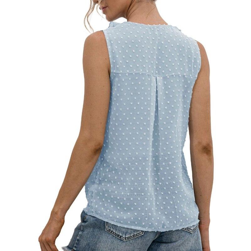 Spring And Summer 2023 Sexy V-neck Sleeveless Sweet Ruffles Button Shirt Women Tops Camis Blouse Causal Clothes Blusas 25557