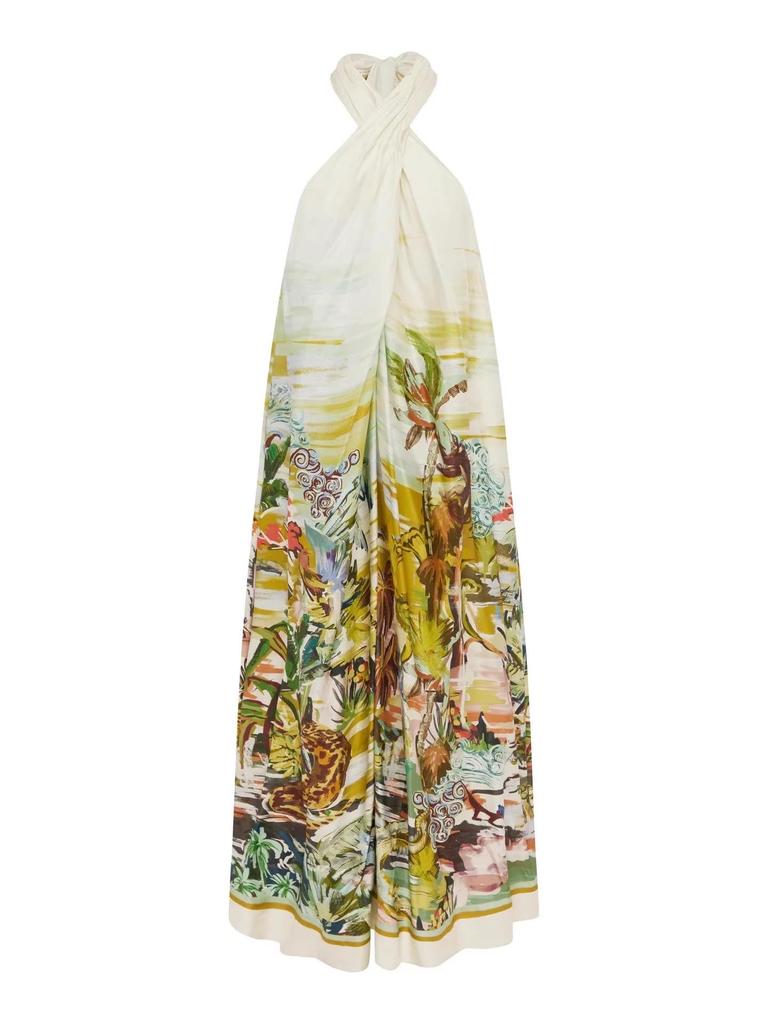 Europäisches & Amerikanisches 2026 Neckholder Träger Print Langes Kleid
