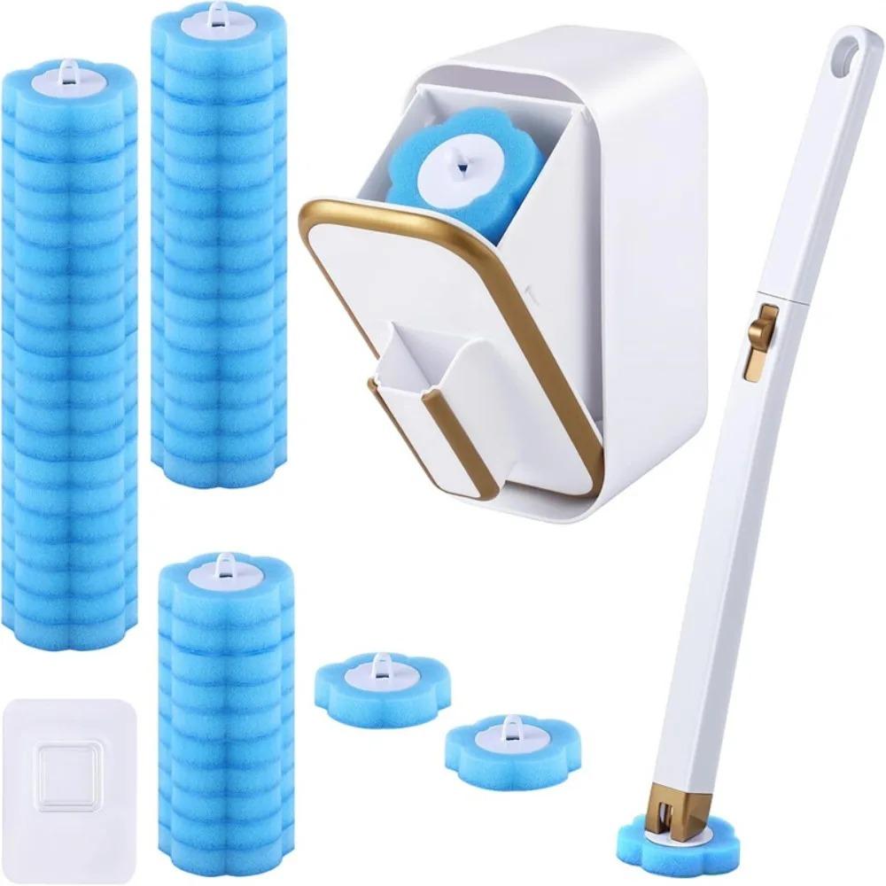 Toilet Brush Set Hygienic Cleaning Brush with Wall Mounted Holder with Disposable Replaceable Brush Head Bathroom Accessories