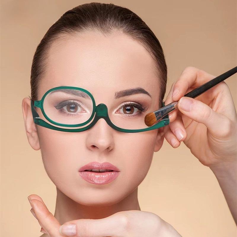 Drehbare Vergrößerungs-Make-up-Lesebrille für Damen, einteilige Klapp-Make-up-Brille mit einem Bügel für ältere Menschen +1.0 bis +4.0