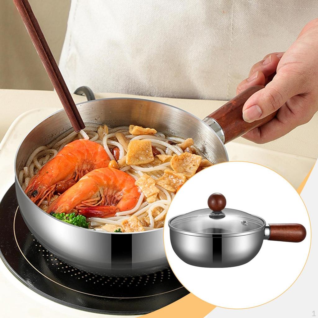 Sauce Pan Butter Warmer for Heating Portable with Wood Handle Lid Milk Pot Soup