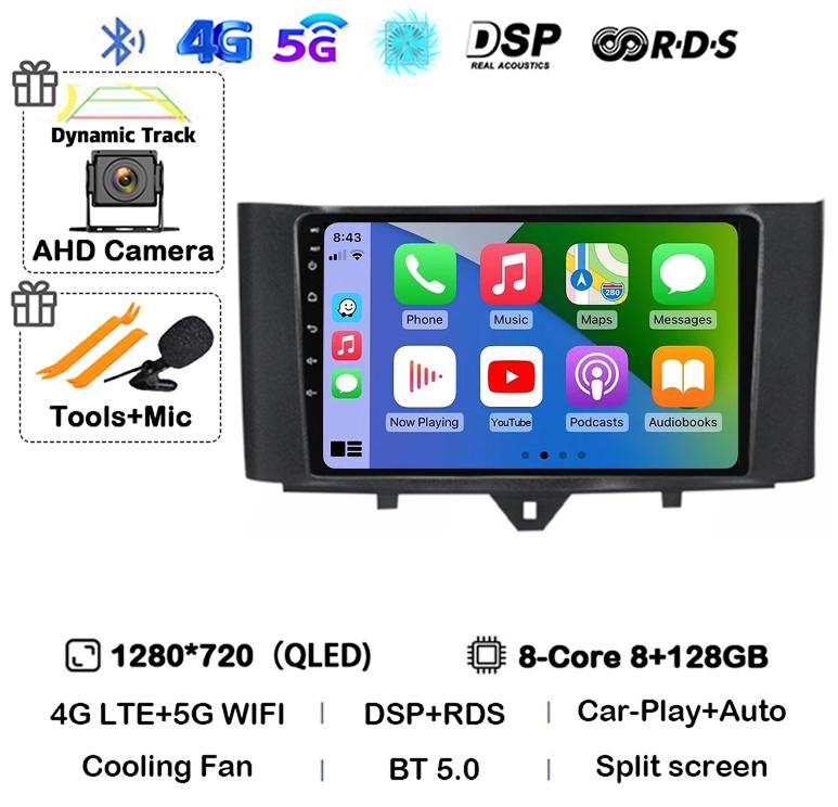 Android 14 Carplay Car Radio For Mercedes Benz Smart Fortwo 2006 -2011 2012 2013 2014 2015 Multimedia Video Player GPS Stereo 4G
