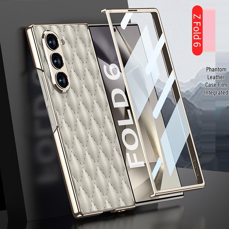 Samsung Z Fold 6 Case - Diamond Lattice, Electroplated Leather, Fragrance-Inspired Design
