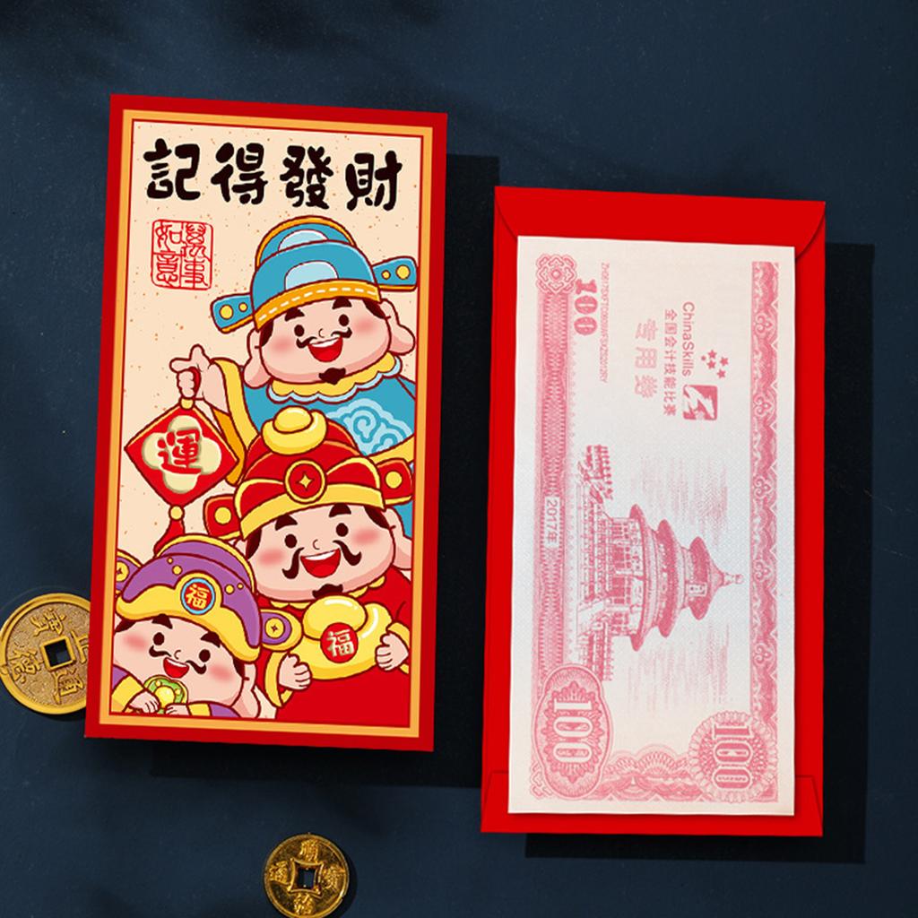 6Pcs Redness Envelopes for Traditional Spring Festival Snake Year Money Packets Paper Bag Hongbao for New Year