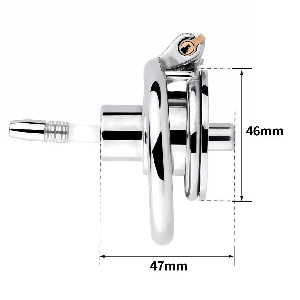 FRRK Stainless Steel Negative Chastity Lock with Silicone Dildo Head Penis Lock Cock Cage Male Chastity Belt Abstinence Sex Toys