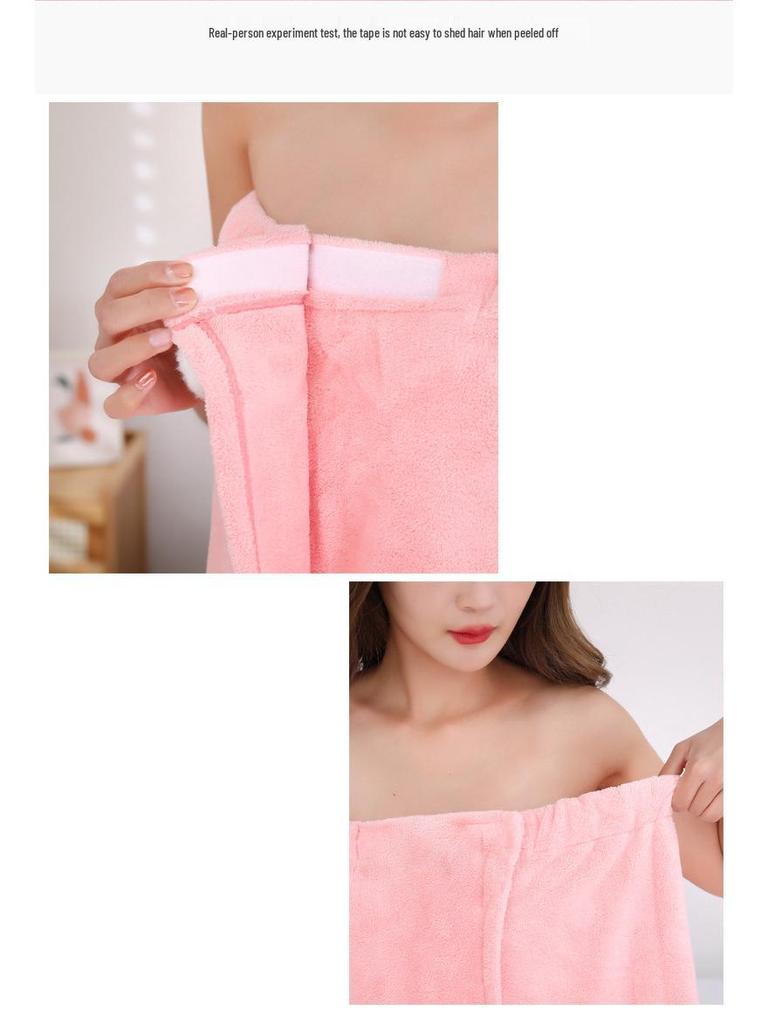 Soft Coral Fleece Bath Skirt/Robe, Strapless & Absorbent with Magic Sticker for Adults