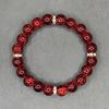 10mm Red Glass & Natural Stone Beaded Bracelet with Elastic Cord for Men and Women