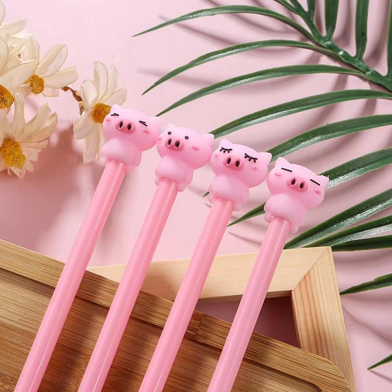 2Pcs Cute Piggy Creative Neutral Pen Cartoon Kawaii Pink Pig 0.5mm Pen Office Pink School Supplies Stationery