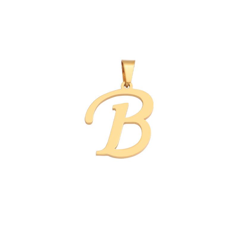 Gold-Plated Stainless Steel English Alphabet Pendant with Sunflower Clasp, 30MM 1.5*30mm Gold