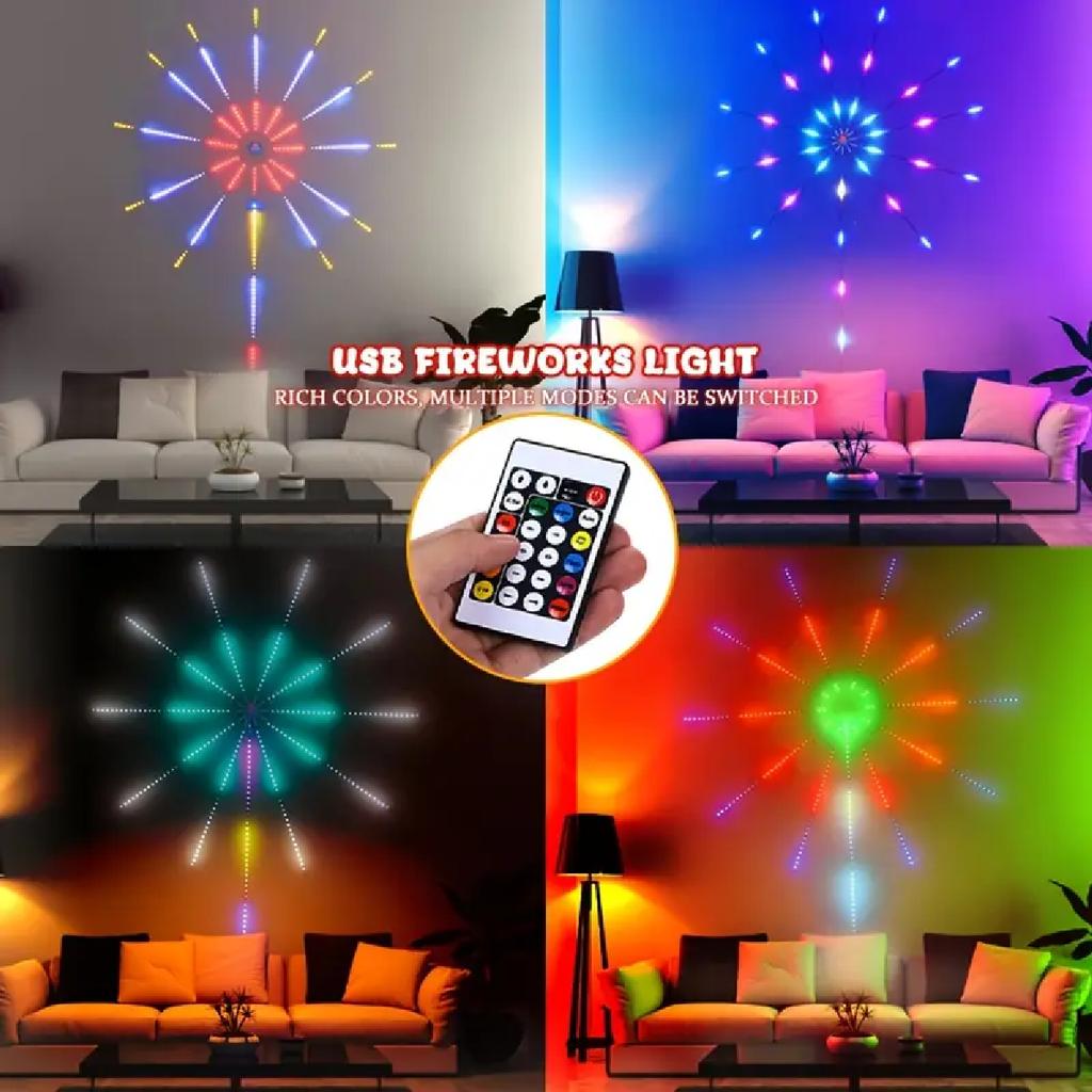 1/2/4 Set RGBIC Smart Feuerwerk LED Streifenlicht USB Betrieben Innen Schlafzimmer Dekorationslichter Für Weihnachten Party Ramadan Feiertagsatmosphäre Lampe
