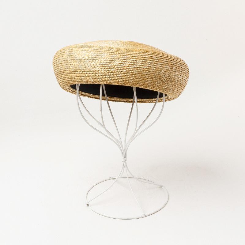 Spring And Summer Hand-Woven Straw Hat Berets High Quality Fine Wheat Straw Beach Sun Hats Women Retro Concave Shape Pillbox Hat