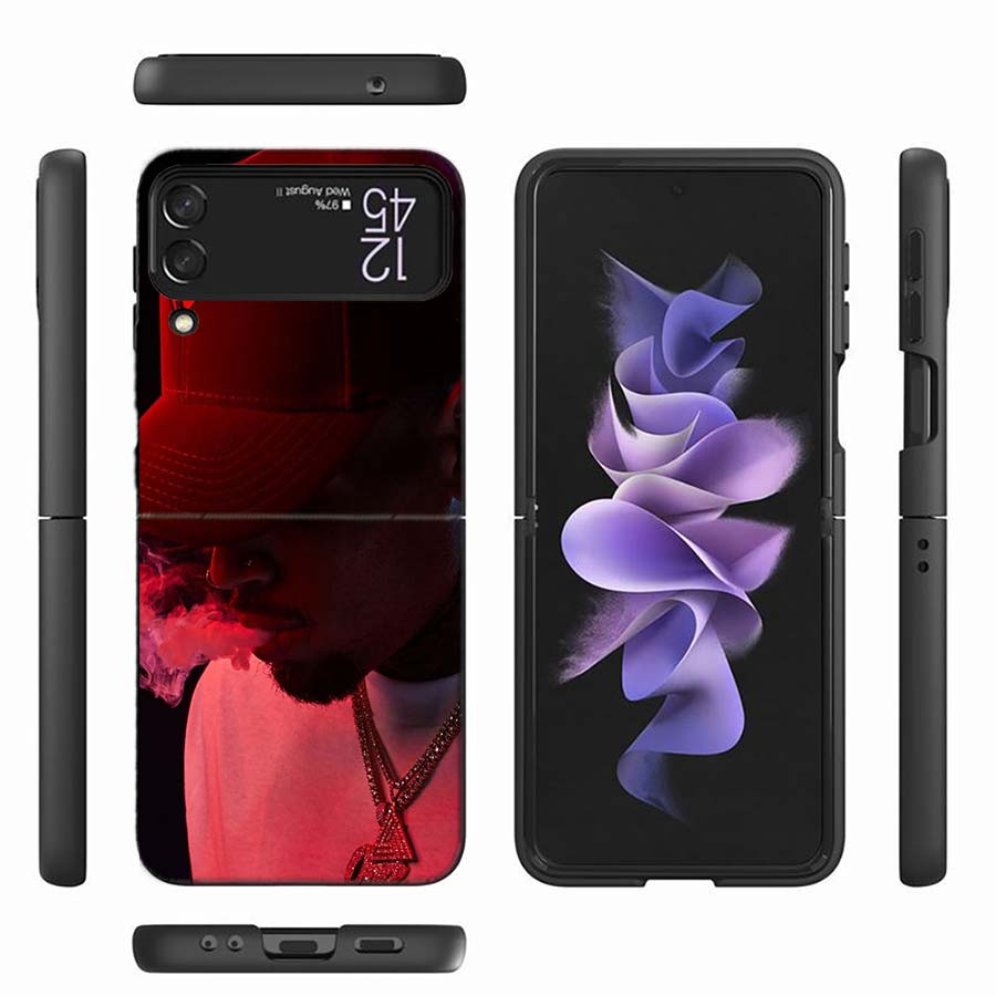 Chris Brown American Rapper Phone Case For Samsung Z Flip 7 6 Z Flip 5 5G Galaxy Z Flip 3 4 5G Shockproof Hard Cover TPU PC Coq