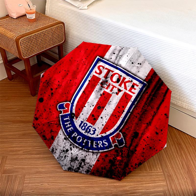 Wzór Stoke City FC, automatyczny składany parasol, przenośna i składana konstrukcja, 8 żeber, prezent na Boże Narodzenie lub urodziny.