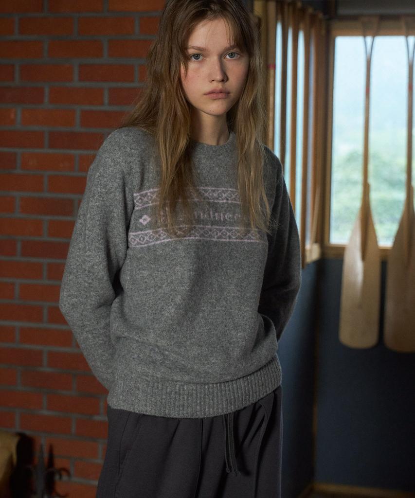 ANDNEEDS Naomi Logo Jacquard Knit (Charoal Gray)