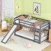 Children's Bed Loft Bed, Bunk Bed with Ladder and Slide, Bunk Bed with Slatted Frame and Fall Protection, Solid Wood Frame
