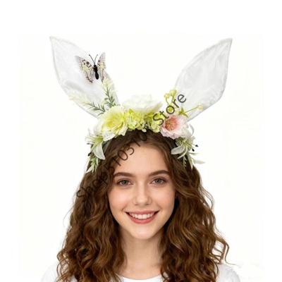 Bunny Ears Headband Women's Flower Butterfly Hairband Girl Rabbit Ears Headwear Cosplay Costume Hair Accessories