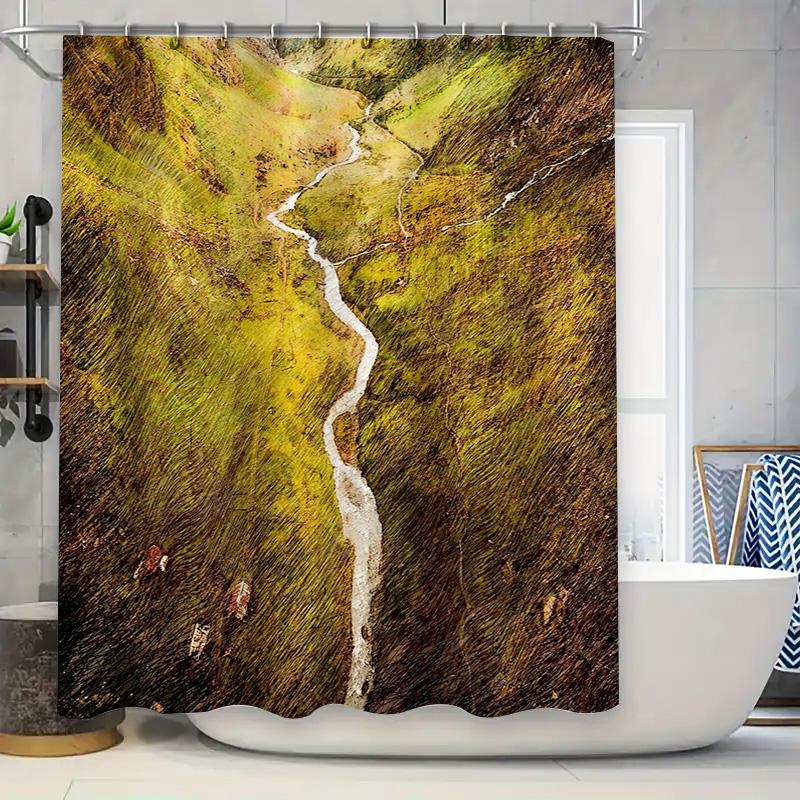 

Bathroom Shower Curtain Floral Vintage Nature Botanical Farmhouse Decor Rustic Washable Waterproof Home Textile 90x180cm