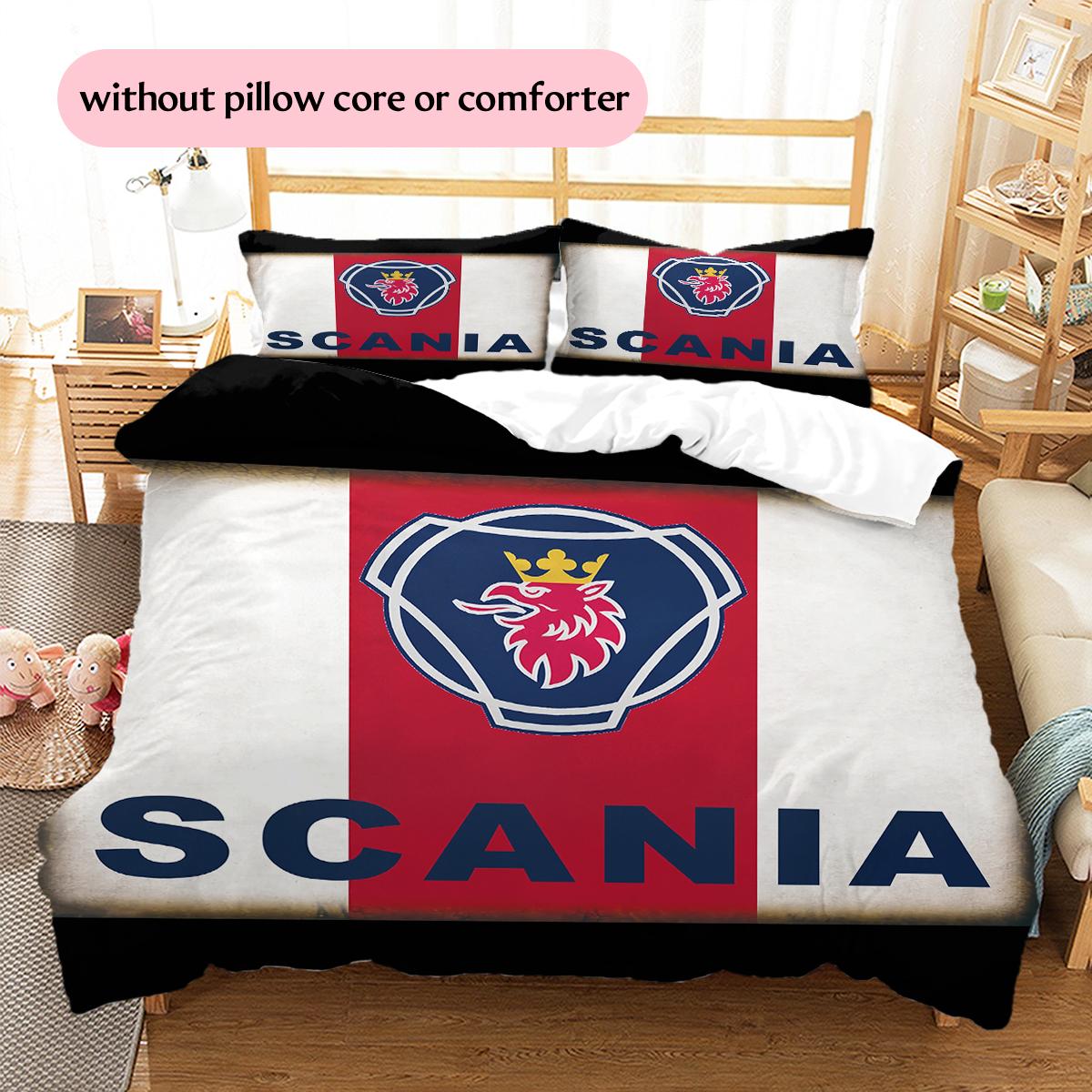 

Постельное белье с узором логотипа Scania, Домашний декор, Подарок на день рождения (1 пододеяльник + 2 наволочки, без наполнителя) 135x200cm