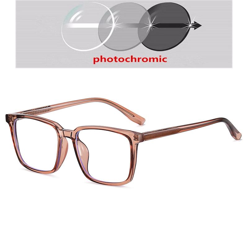 Transparent Tea Frame 1.56 Aspherical Lens Anti-Blue Light Single Vision Prescription Eyeglasses Women Men 0 -0.5 -0.75 To -6.0