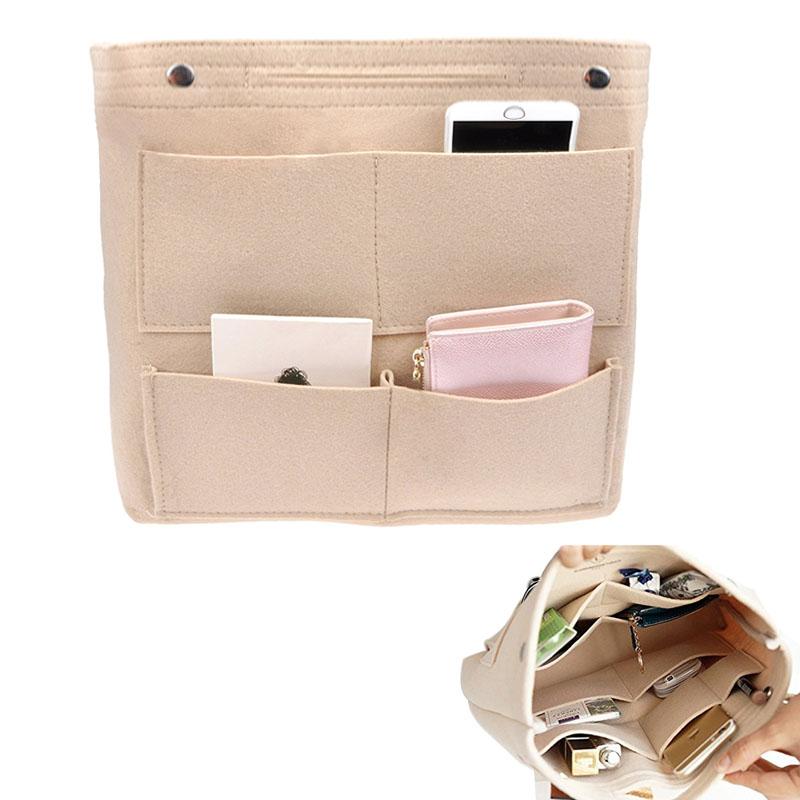 Multi-function Make Up Bag,Felt Insert Purse Organizer,Multi Pocket Cosmetic Bags In Bag Organizer For Tote & Handbag Shaper